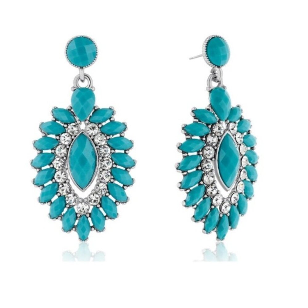 Turquoise and Silver Evil Eye Inspired Earrings